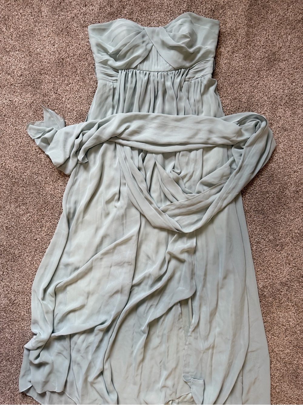 Birdy Grey Strapless Sage Chiffon Maxi Dress